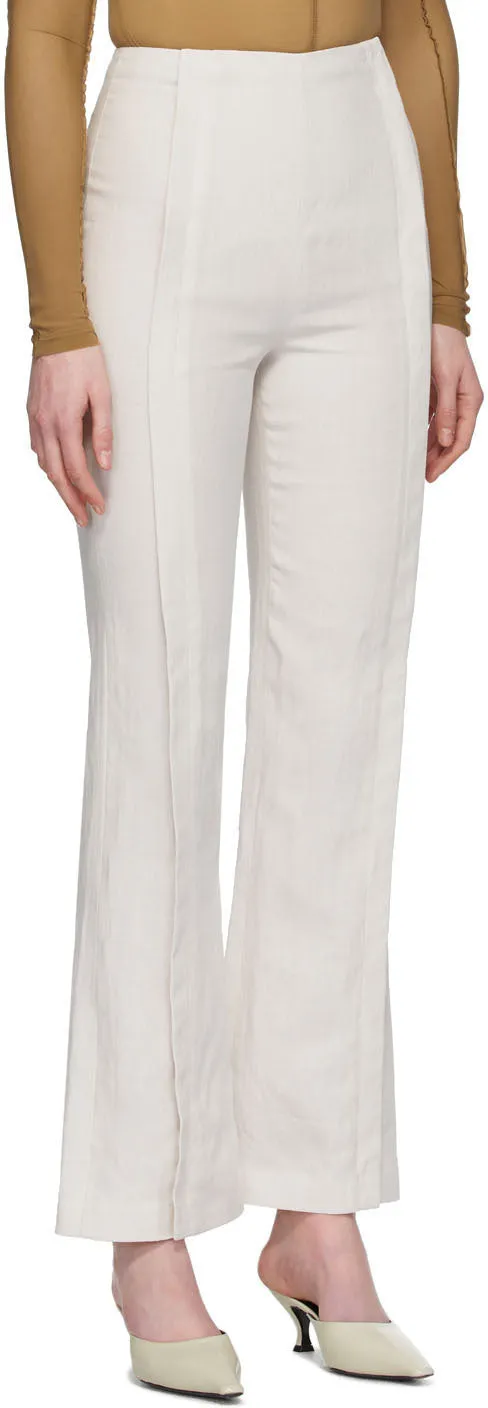 Acne Studios White Linen Flared Trousers