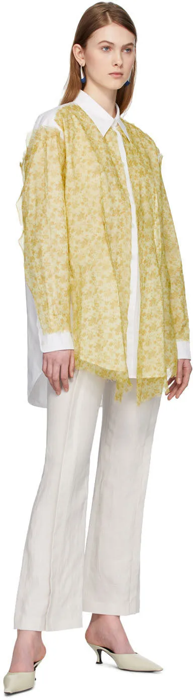 Acne Studios White Linen Flared Trousers