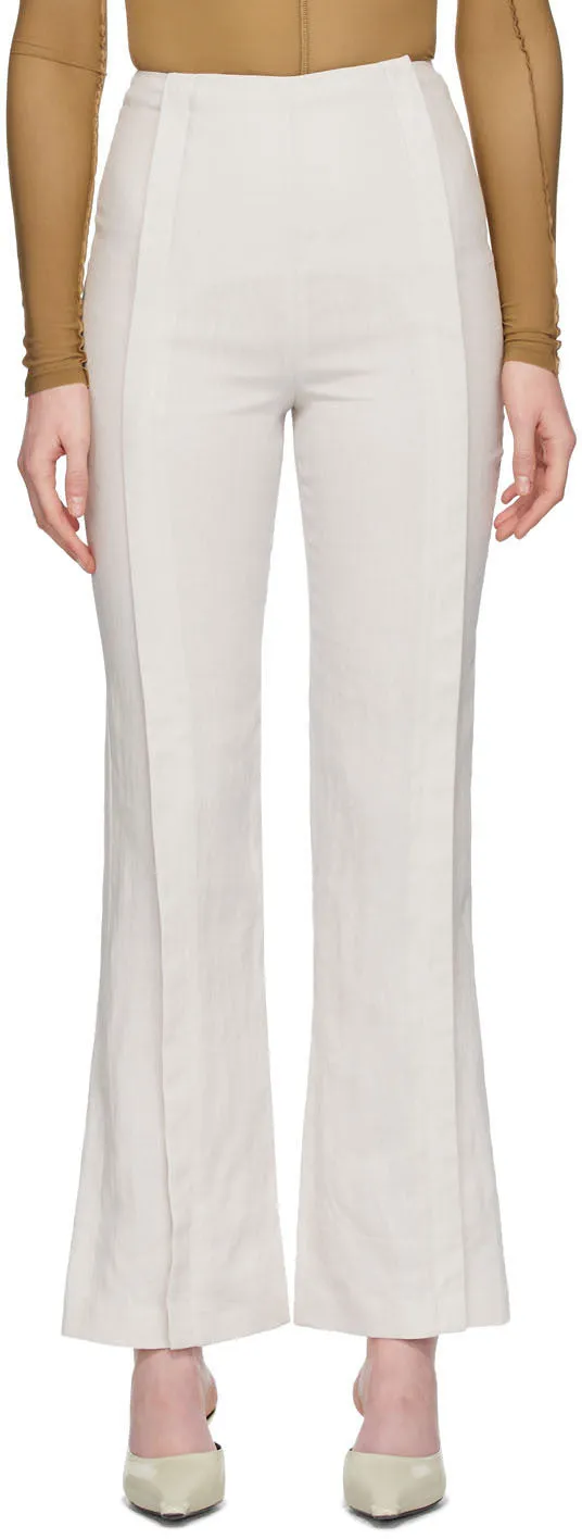 Acne Studios White Linen Flared Trousers
