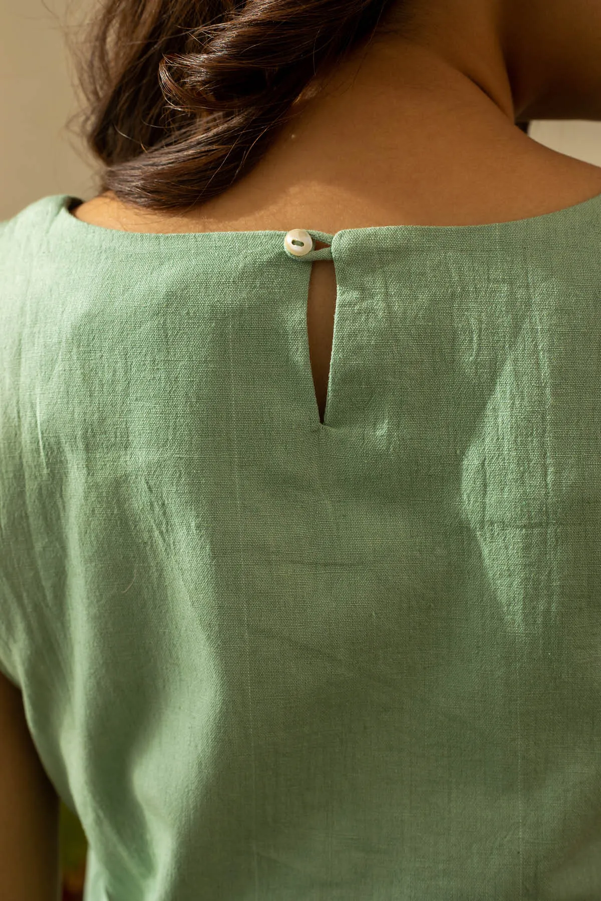 Ameya Sage Green Cotton Crop Top