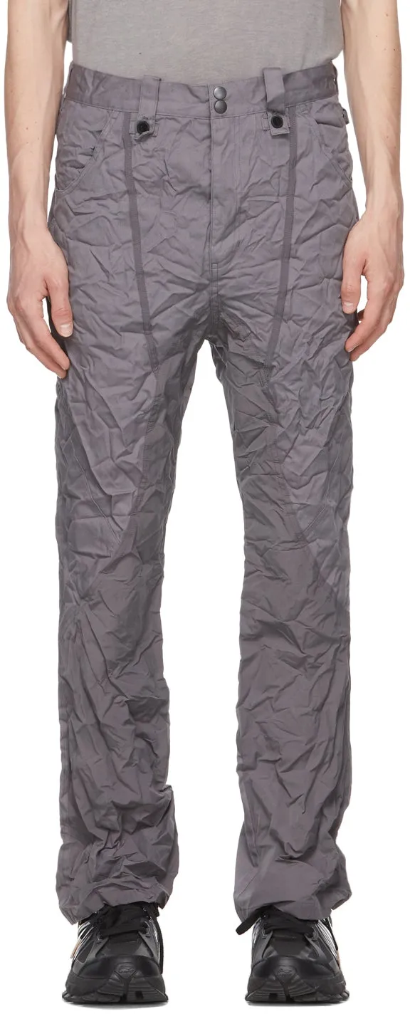 Blackmerle Grey Wrinkled Flare Trousers