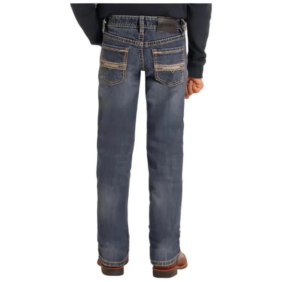 Boy's Rock and Roll Denim Slim Fit Ivory Stitch Straight Leg Jeans BB1RD05594