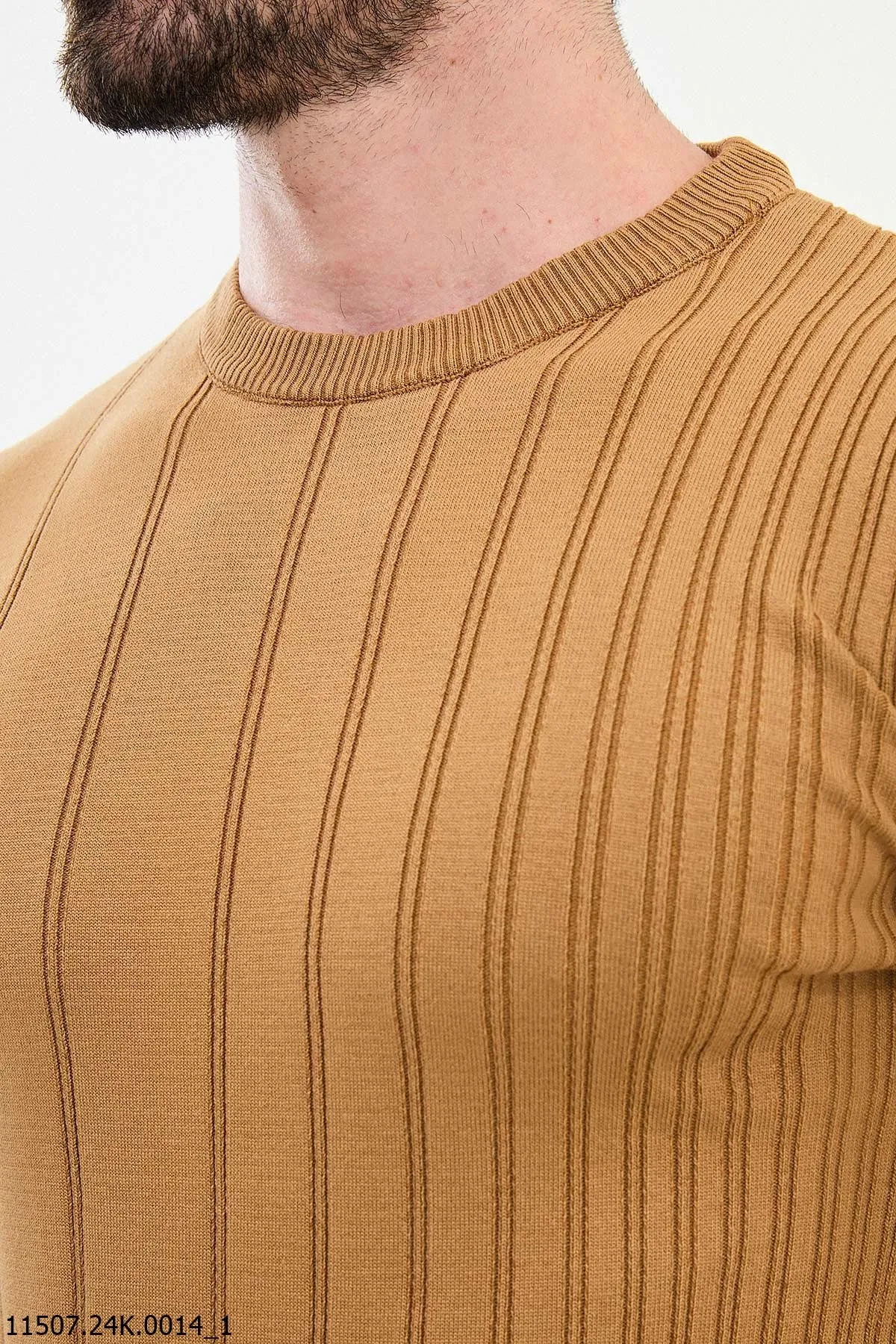 Brabion Dante Slim Fit Camel Knitted Sweater