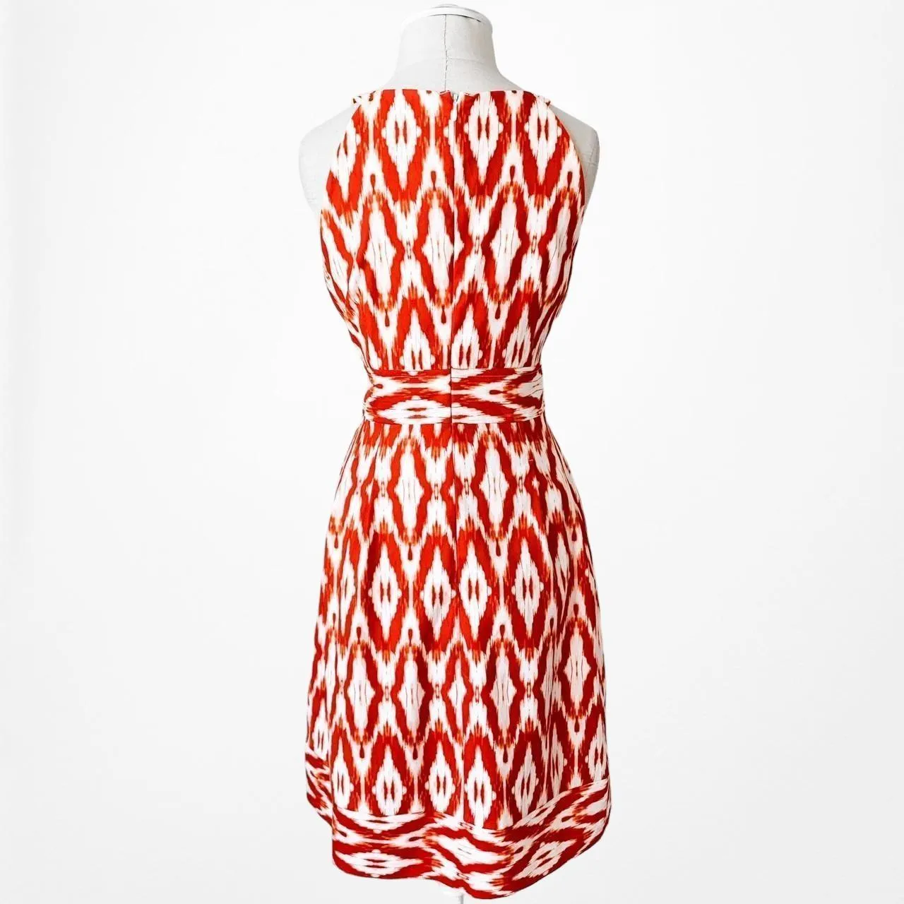 Dressbarn Orange White Printed Knee Length Cocktail Sundress Dress Size 6/M