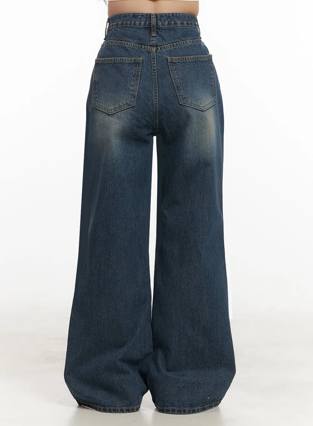 Genie Washed Wide-Fit Bootcut Jeans IJ510