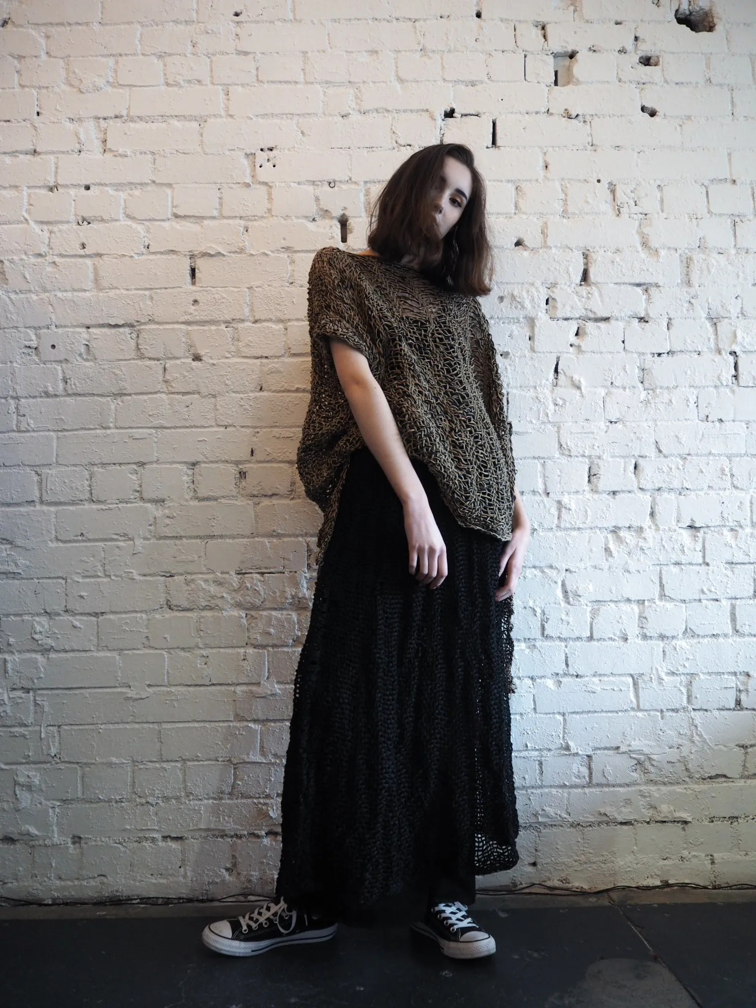 Hand loom Maxi skirt (Linen) Sage Green