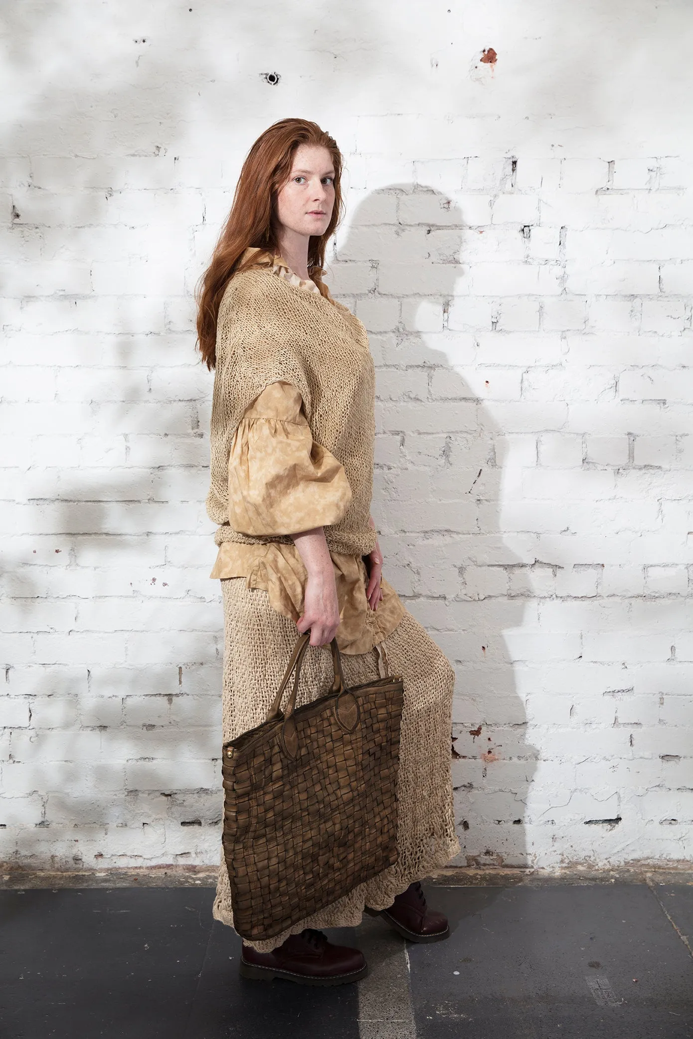 Hand loom Maxi skirt (Linen) Sage Green
