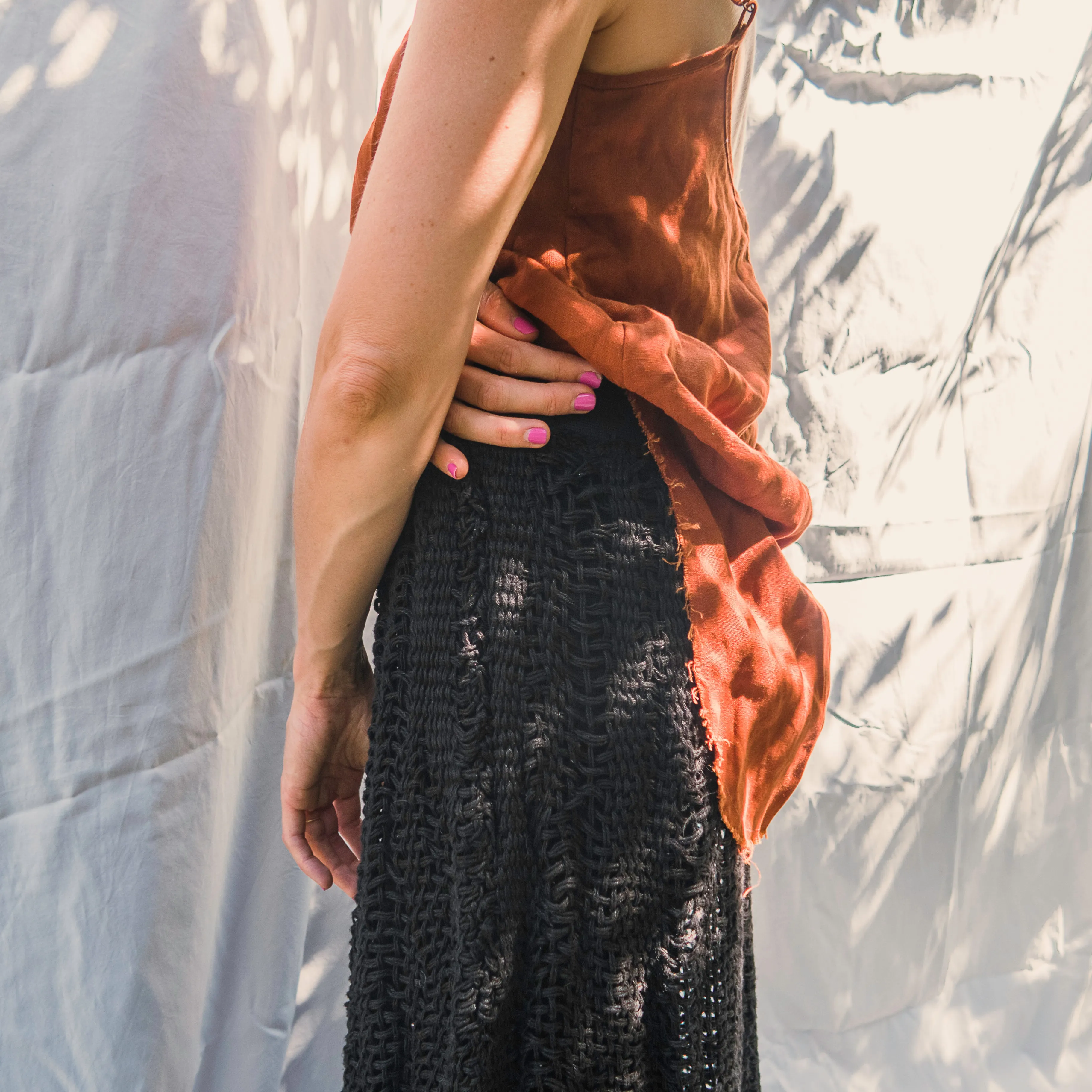 Hand loom Maxi skirt (Linen) Wheat