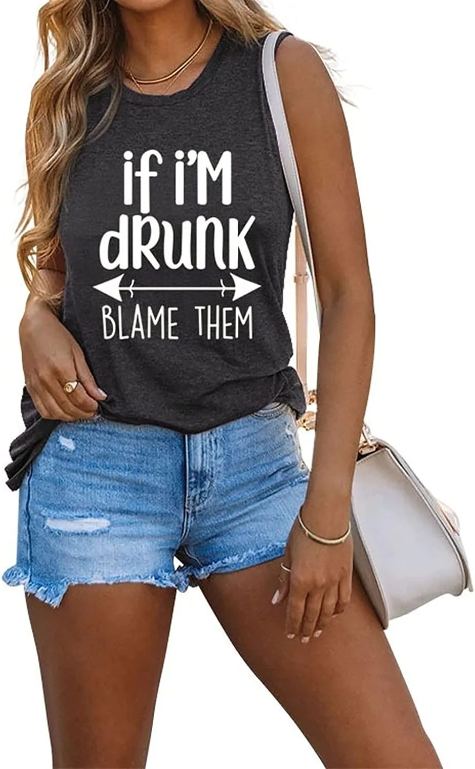 If I'm Drunk Blame Them Funny Drinking Tank Top Day Drinking Shirt Novelty Shirt for Women