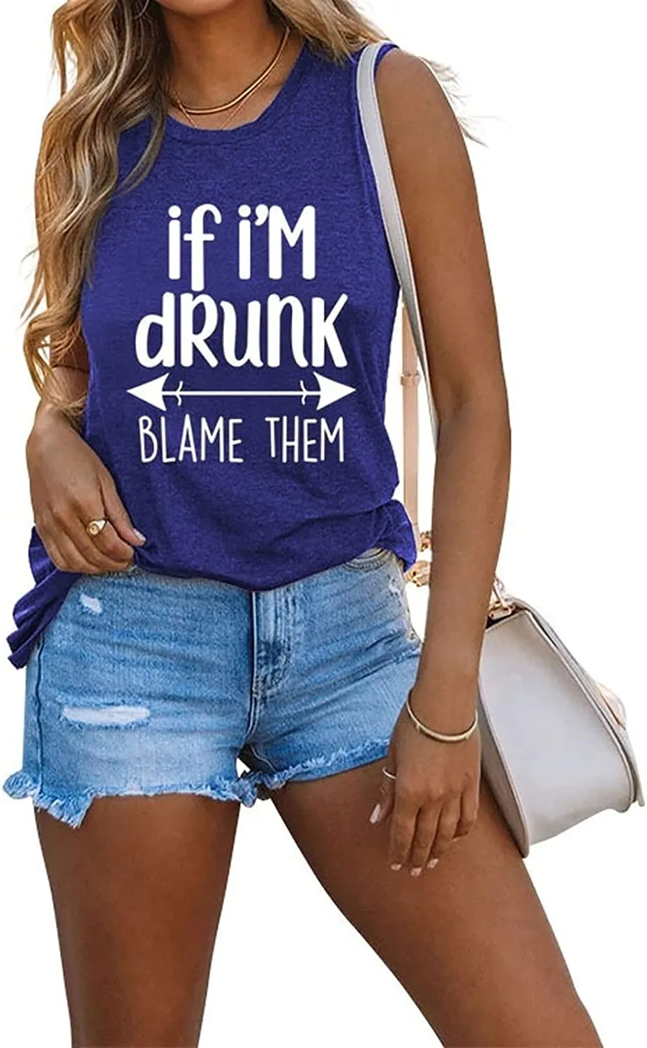 If I'm Drunk Blame Them Funny Drinking Tank Top Day Drinking Shirt Novelty Shirt for Women
