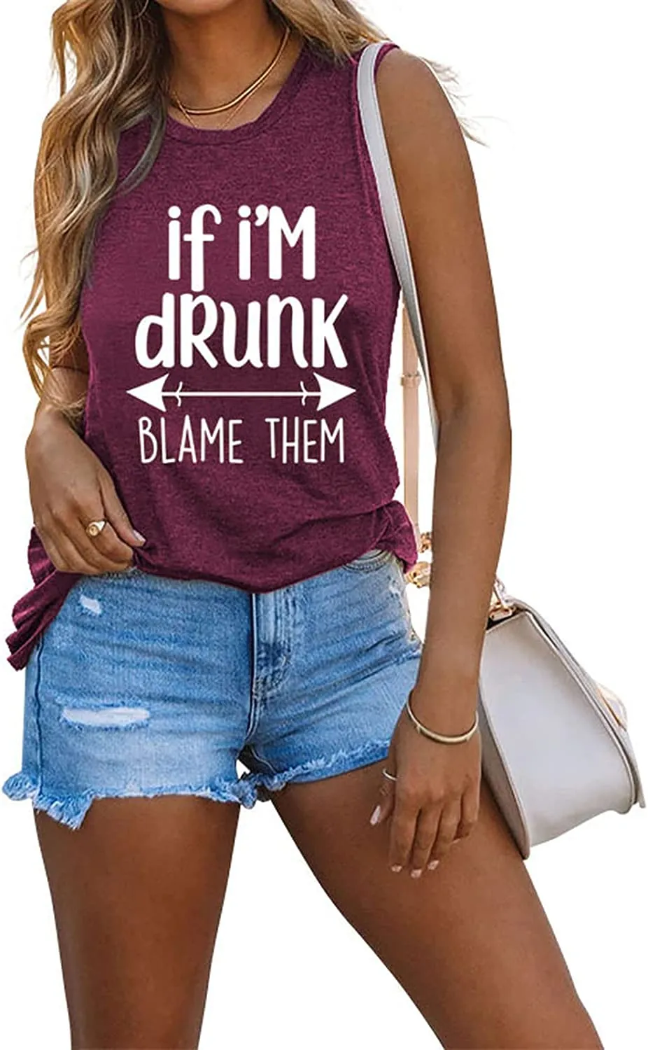 If I'm Drunk Blame Them Funny Drinking Tank Top Day Drinking Shirt Novelty Shirt for Women