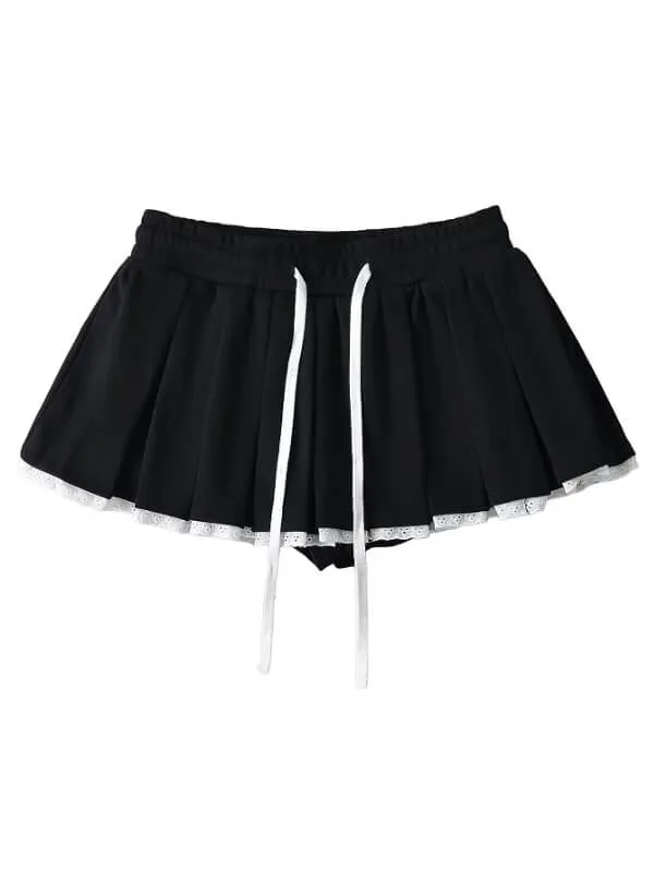 Jennie style drawstring lace-trimmed mini skirt