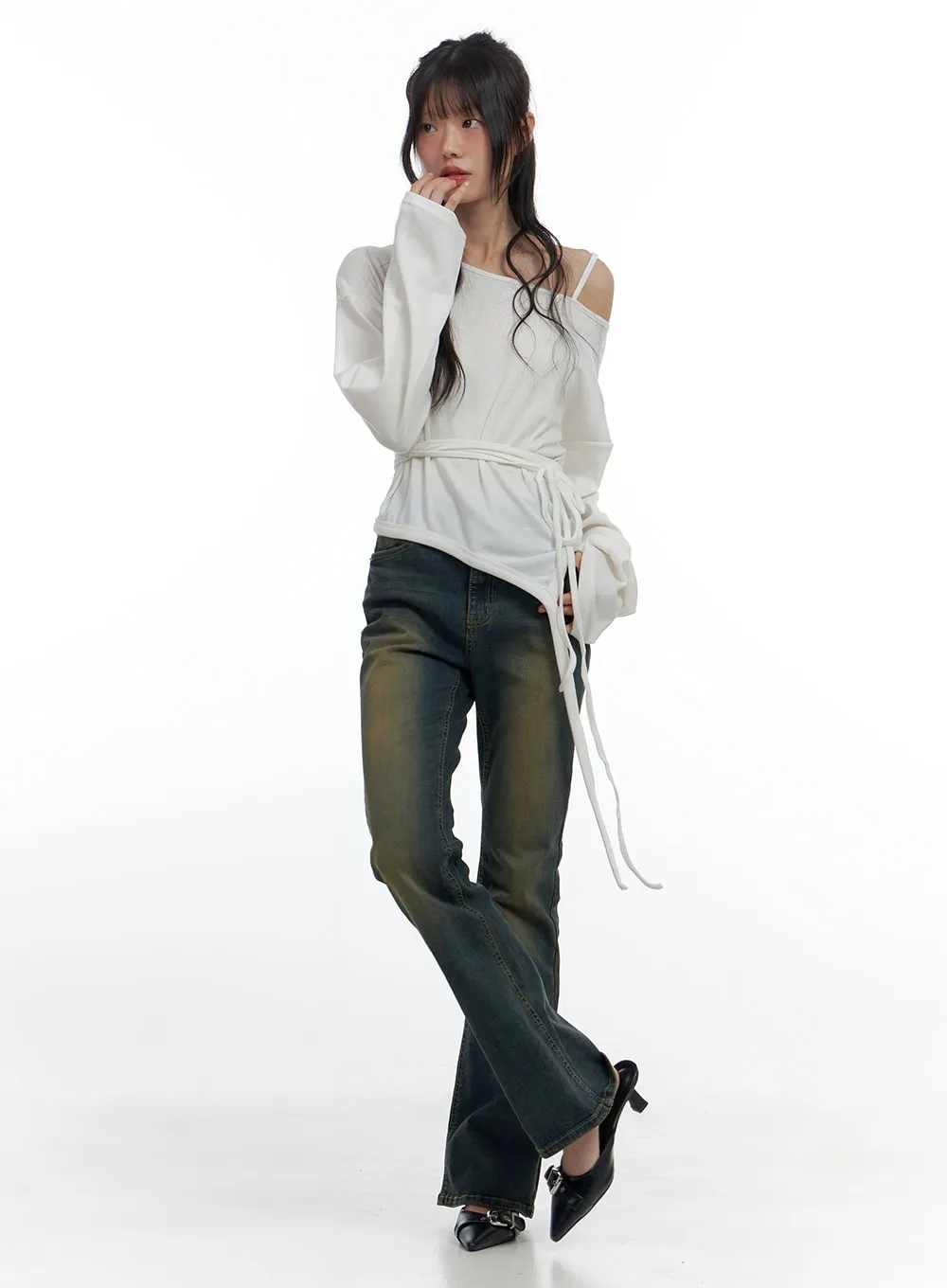 Juno Yellow Slim Bootcut Denim Jeans CS419