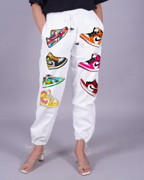 Ladies' White Adjustable Cargo Pants - Sneaker Glamour