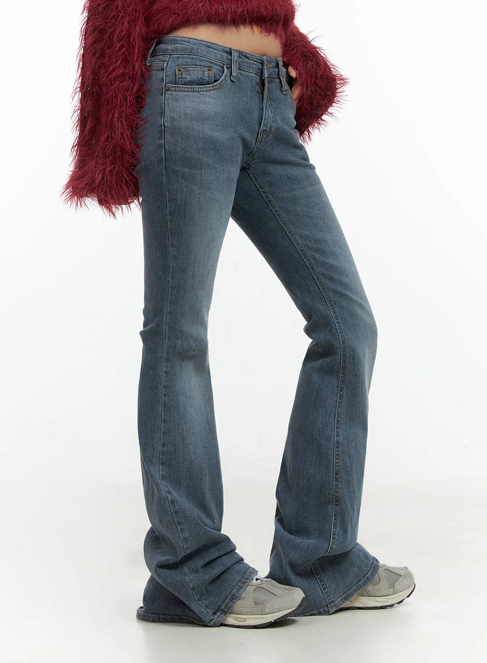 Liv Washed Denim Low Waist Bootcut Jeans CO414