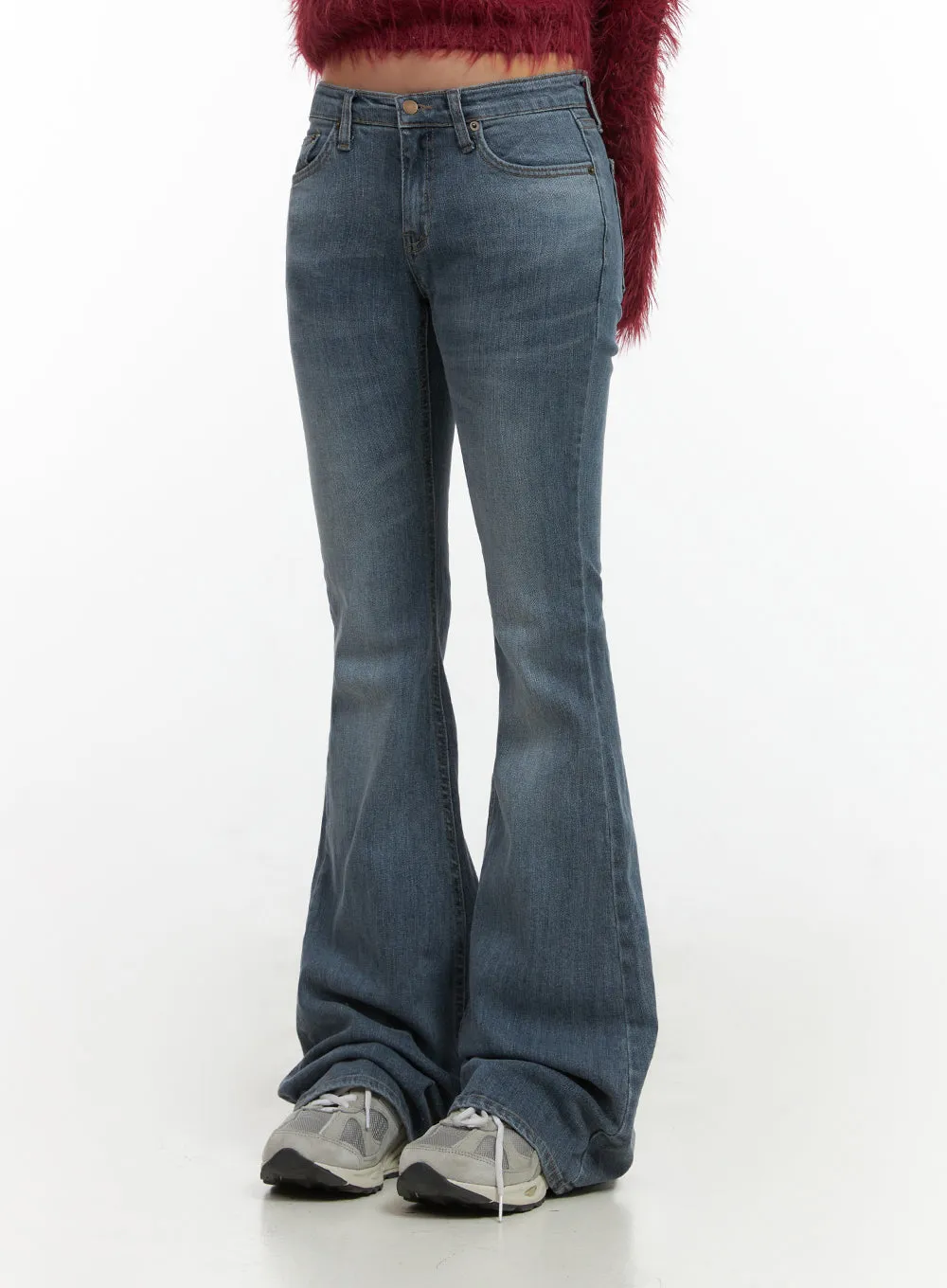 Liv Washed Denim Low Waist Bootcut Jeans CO414