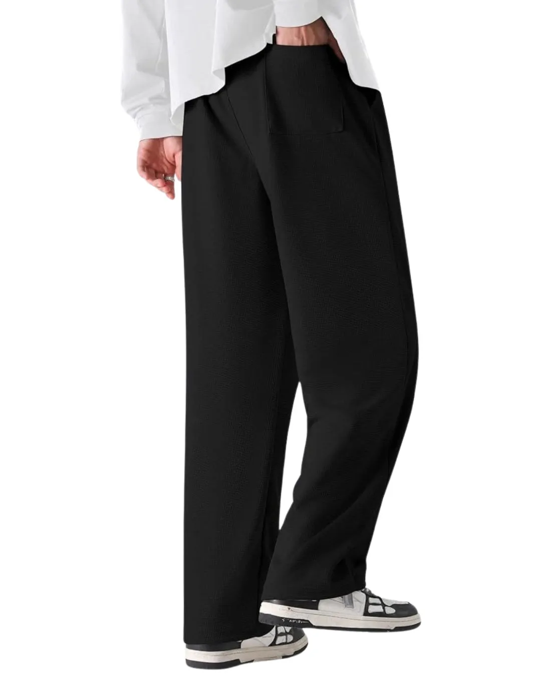 Men's Designer Black Cotton Pant - Goku Blue