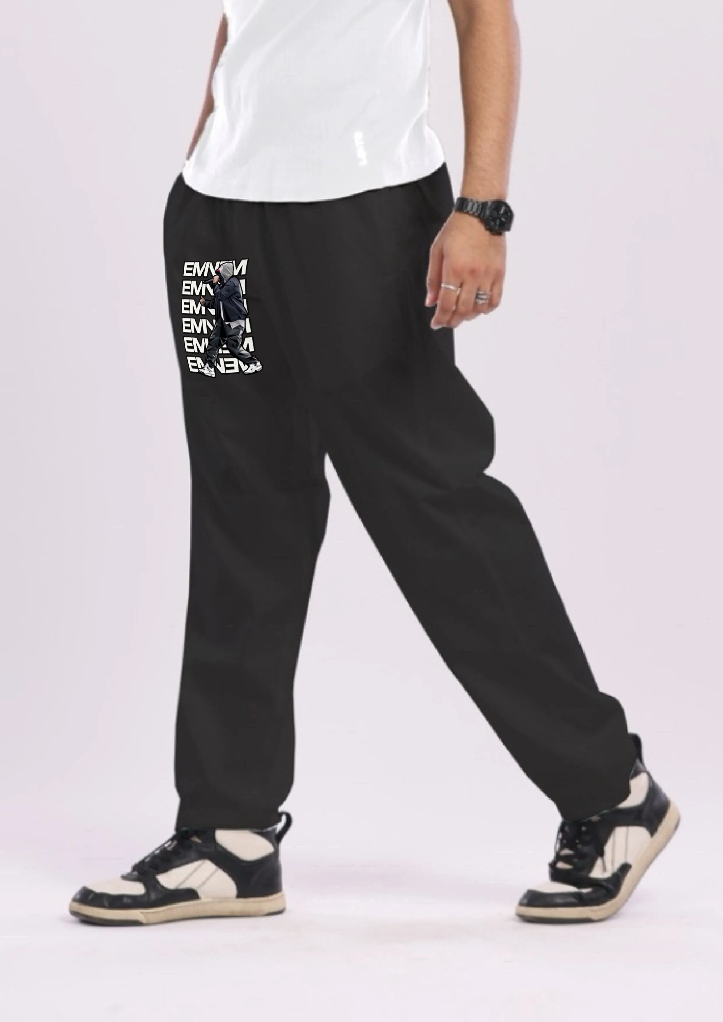 Men's Eminem Black Cotton Pant