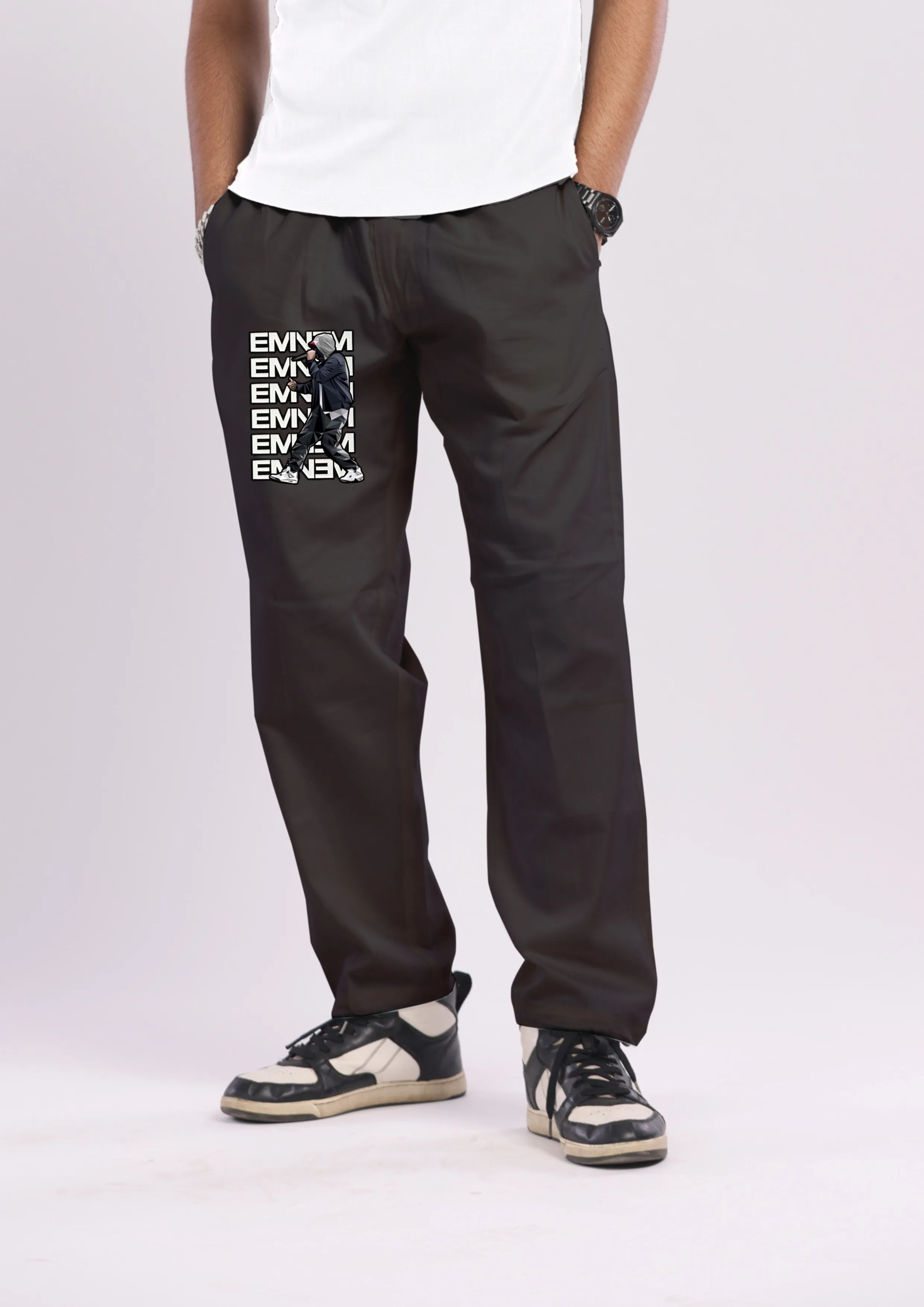 Men's Eminem Black Cotton Pant