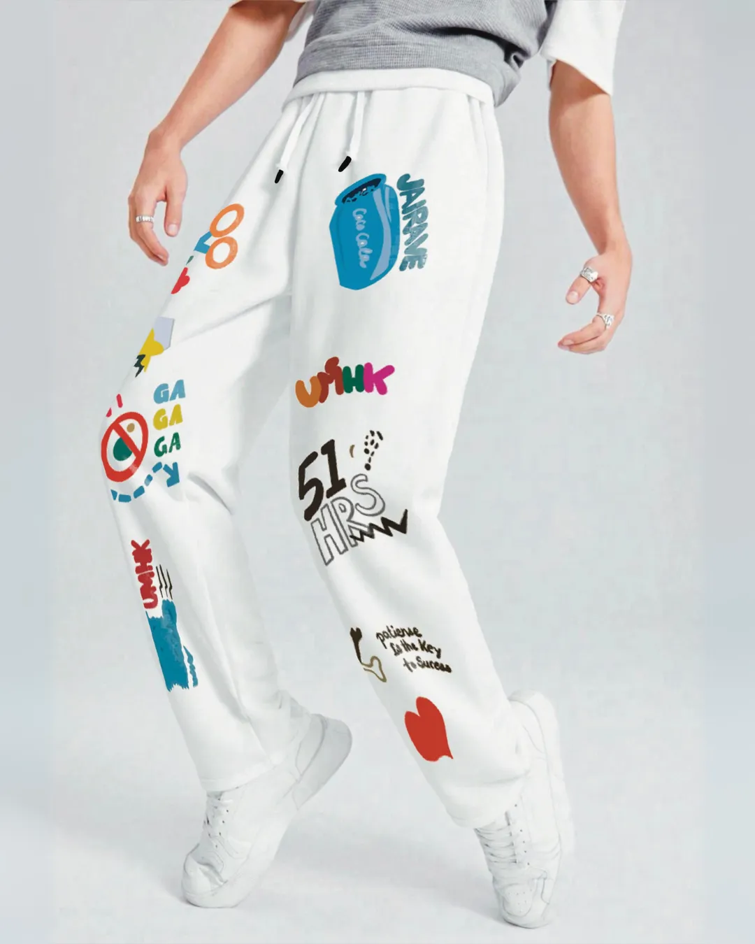Men's White Cotton Pant - UMHK(*)