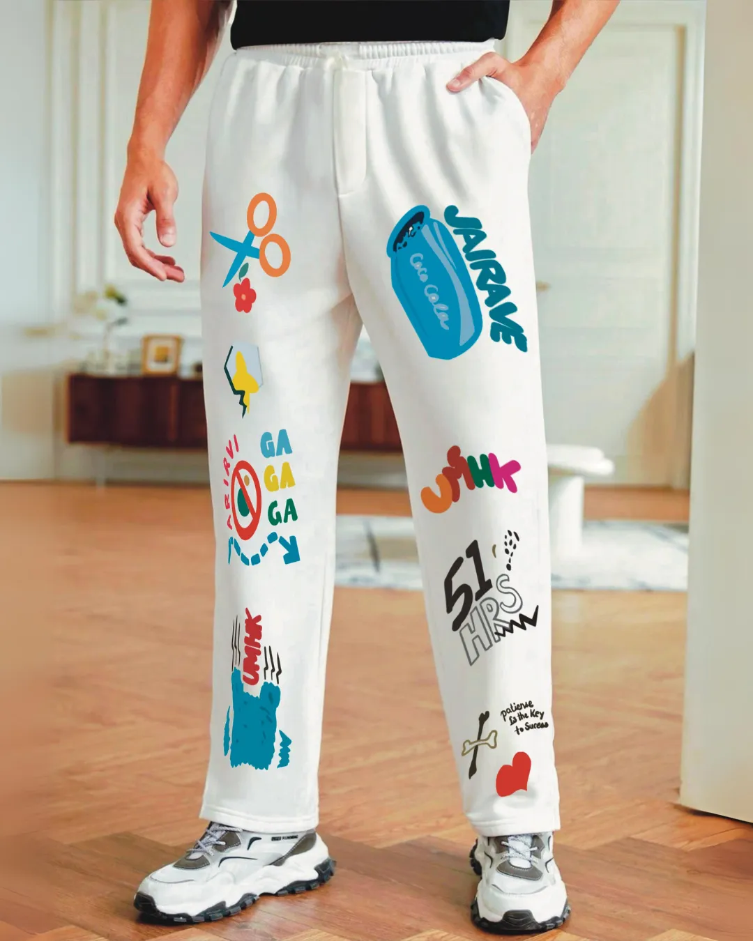 Men's White Cotton Pant - UMHK(*)