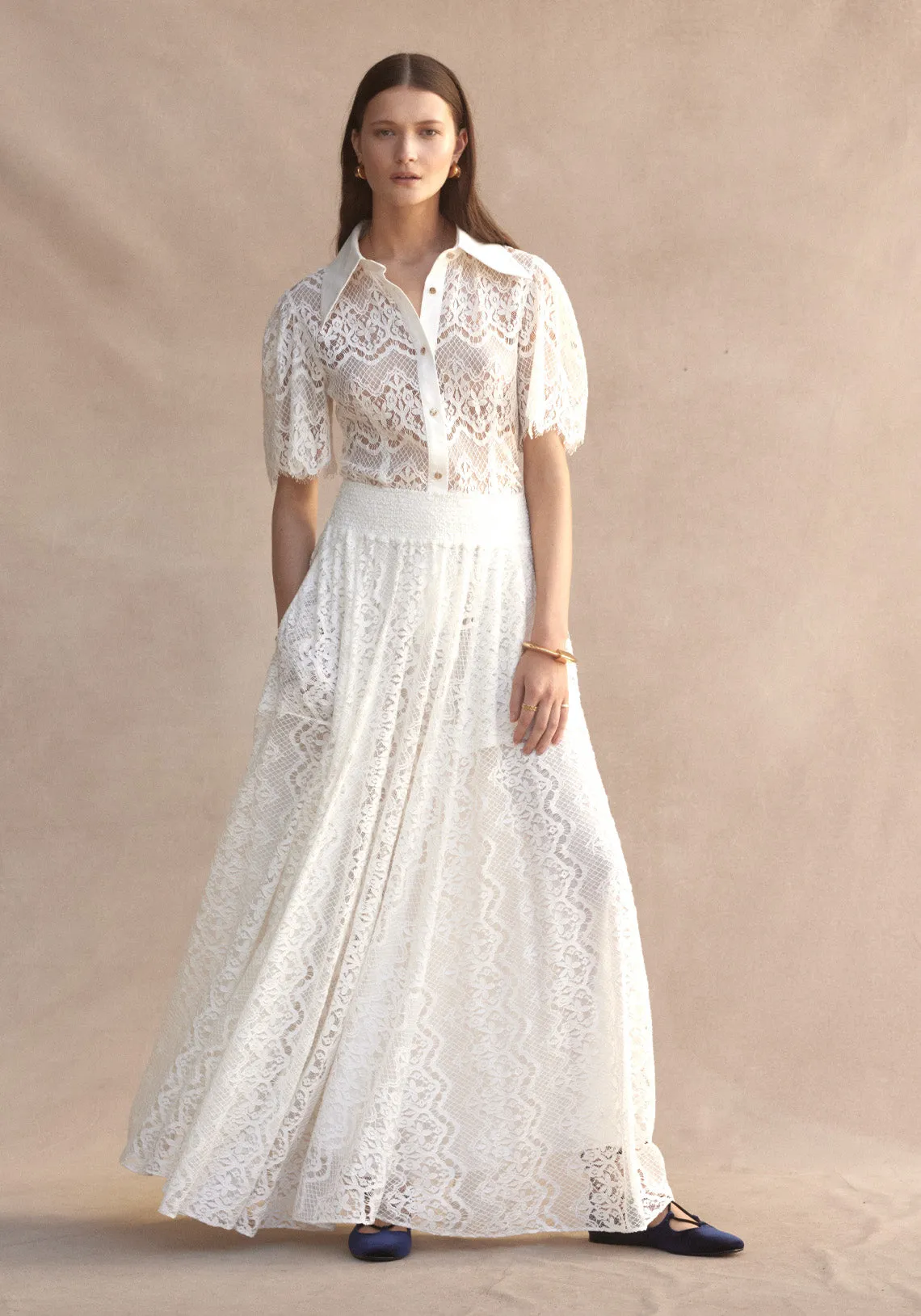 OLEANDER LACE MAXI SKIRT WHITE