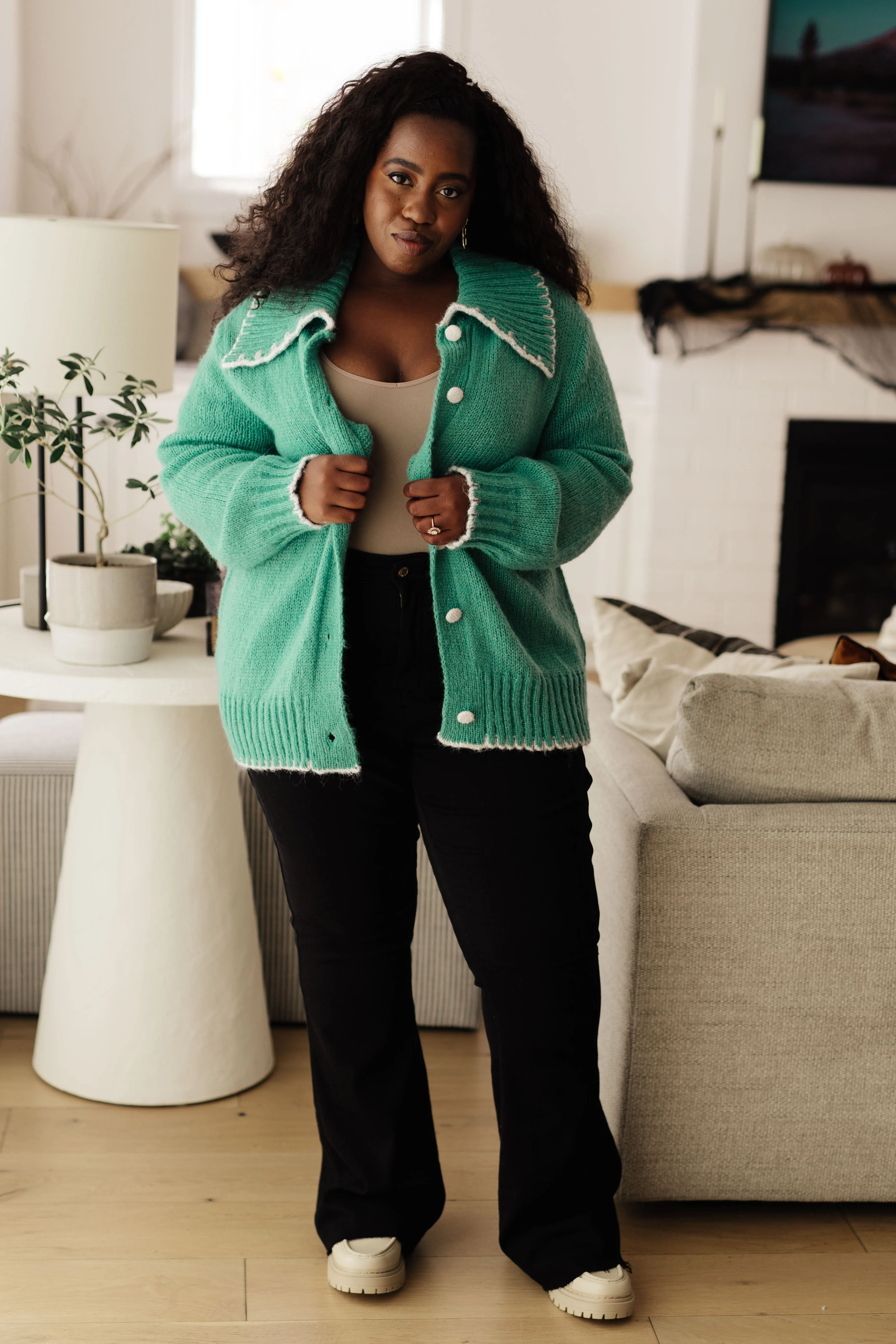 Ready for Surprise Cardigan in Opal Green