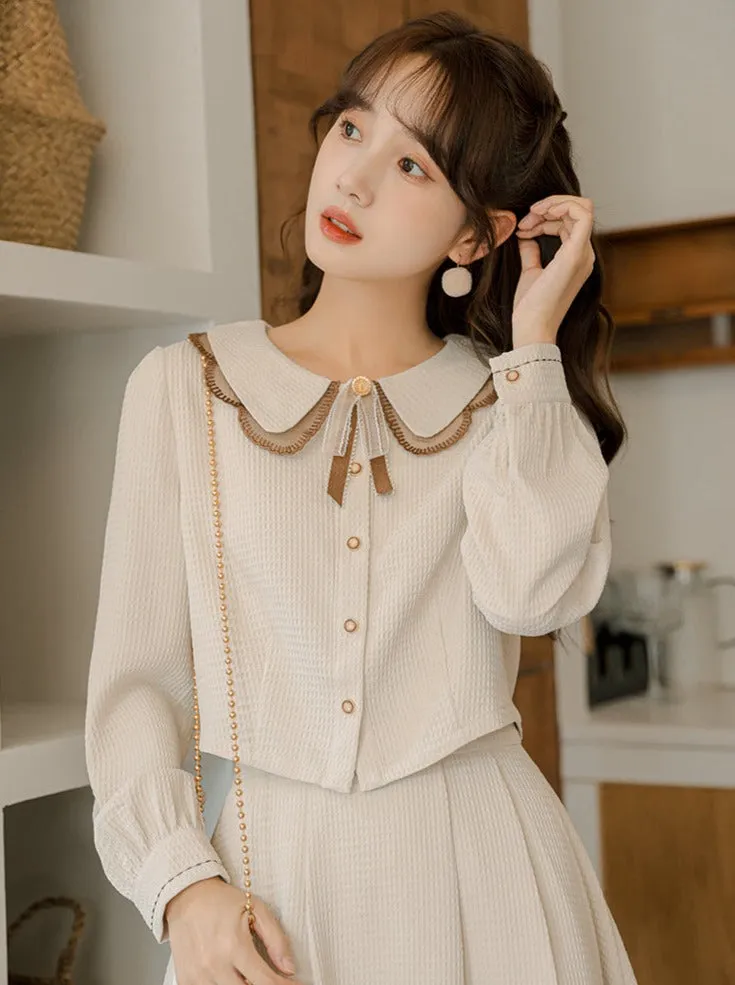 Shirt Flared Skirt Short Retro Girly