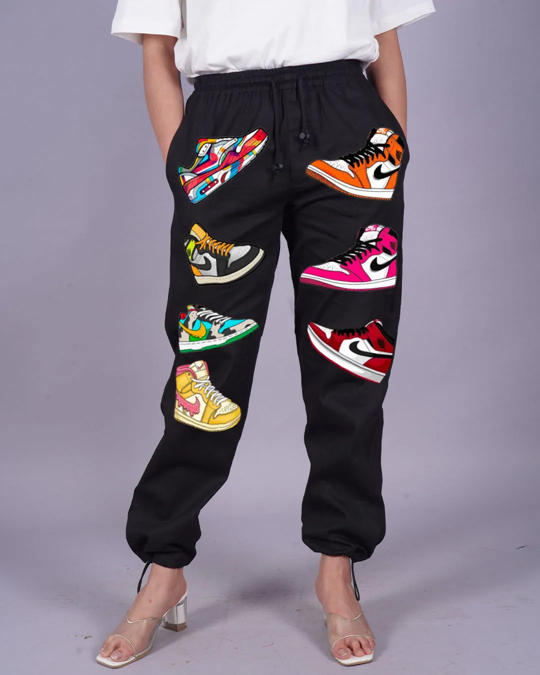 Sneaker Style: Black Adjustable Cargo Pants for Women